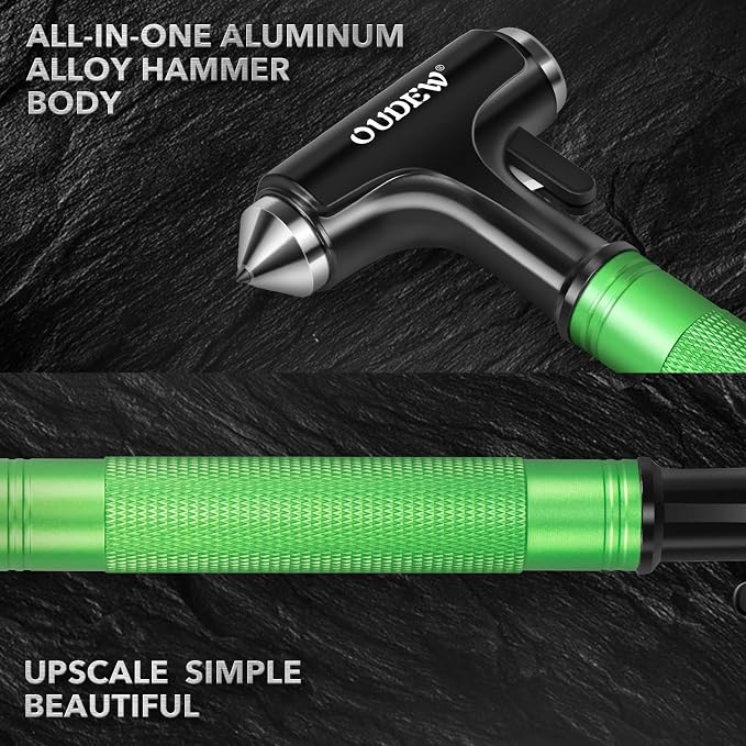 Car Safety Hammer, Car Glass Breaker with Seat Belt Cutter, Automotive Escape Tool, Metal Window Breaker, Emergecy Safety Hammer for Auto Accidents(Green)
