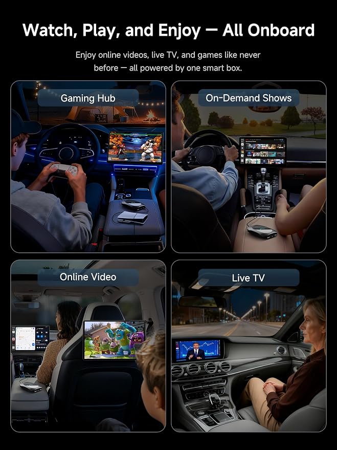 Magic CarPlay Box, Wireless CarPlay Adapter Supports for Netflix/YouTube/TF Card, AI Box Carplay, Plug & Play, Drivechat with AI Skills, Dual WiFi, Bluetooth, Fits for OEM Wired CarPlay Cars