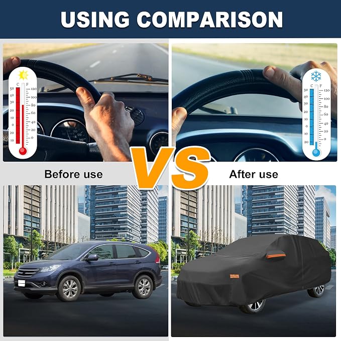 ACROPIX Car Cover Waterproof All Weather Full Exterior Cover Rain Hail Sun Protector Car Cover Black Fit for Honda CRV 1995-2024 with Door Zipper - Pack of 1