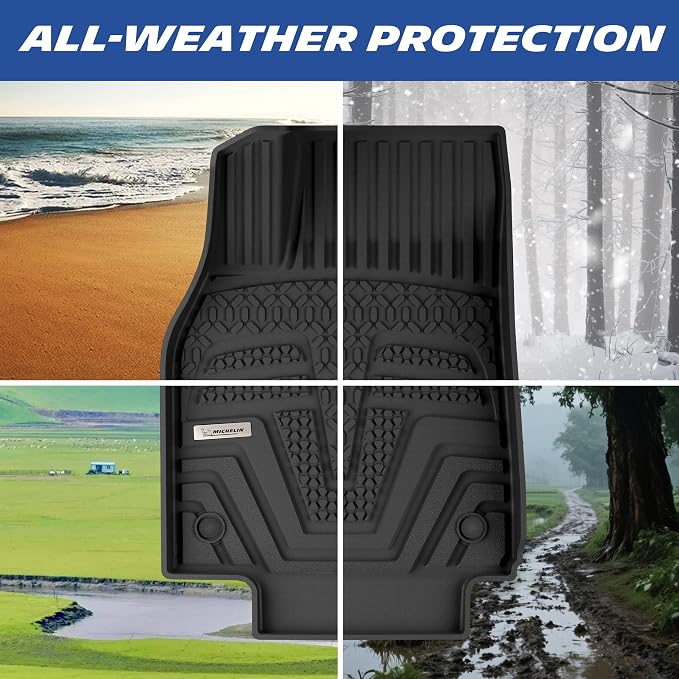 Michelin Vehicle Mat, All-Weather TPE Custom Fit Liner for Tesla Model Y 5 Seat Floor Mats 2025-2027 (3 Piece), Elite