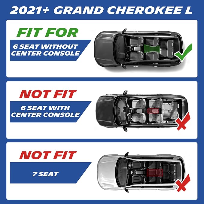 Michelin Vehicle Mats, Premier Series All-Weather TPE Custom Fit Liner for 2021-2026 Jeep Grand Cherokee L 6-Seat with Center Console Floor Mats, Not Fit 7-Seat (6 Piece)