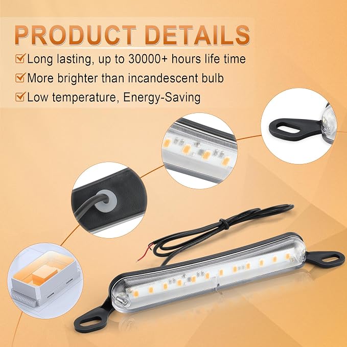 LivTee License Plate Light, Extremely Bright LED License Plate Lights Assembly for Trailer UTV ATV Truck RV Boat, Amber
