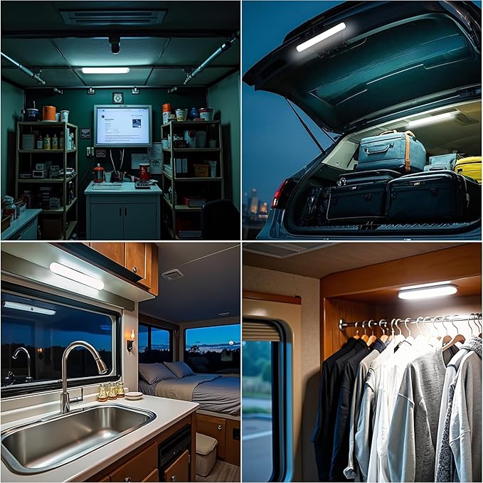 12V Led Interior Light Bar with ON/Off Switch 6500K White 11Inch, 4 Packs | 72Led 12V 24V for Enclosed Cargo Trailer RV Van Truck Lorry Camper Caravan Motorhome