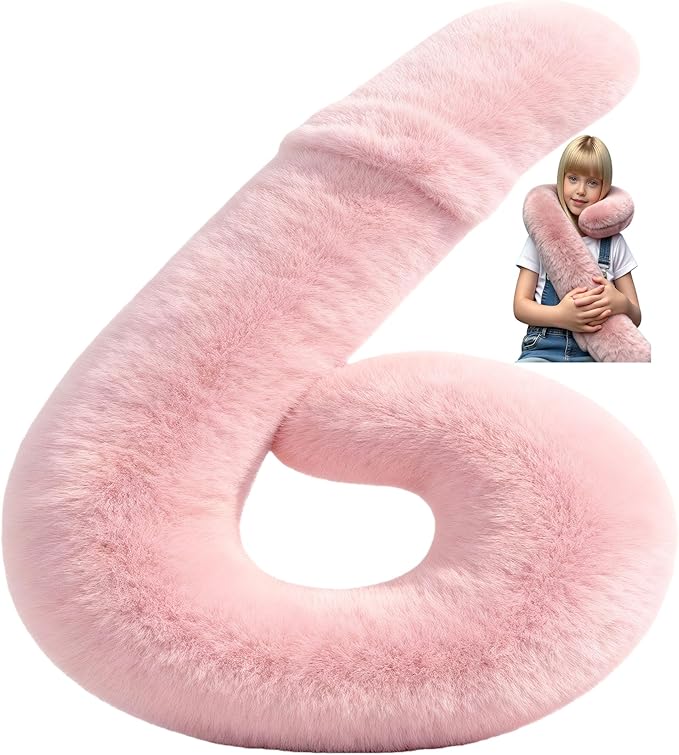 Car Travel Pillow, car Pillow for Kids and Adults, Ergonomic Travel Pillow Providing Neck and Body Support, a Sleep aid, Children's Travel Pillow -Pink