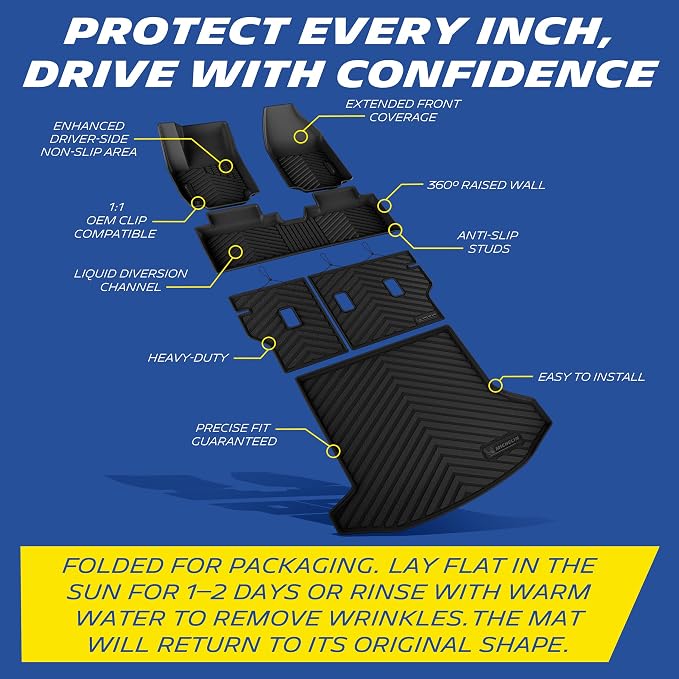 Michelin Vehicle Mats, All-Weather TPE Custom Fit Liner for 2025-2026 Chevrolet Equinox/GMC Terrain Gas (6 Piece), Premier
