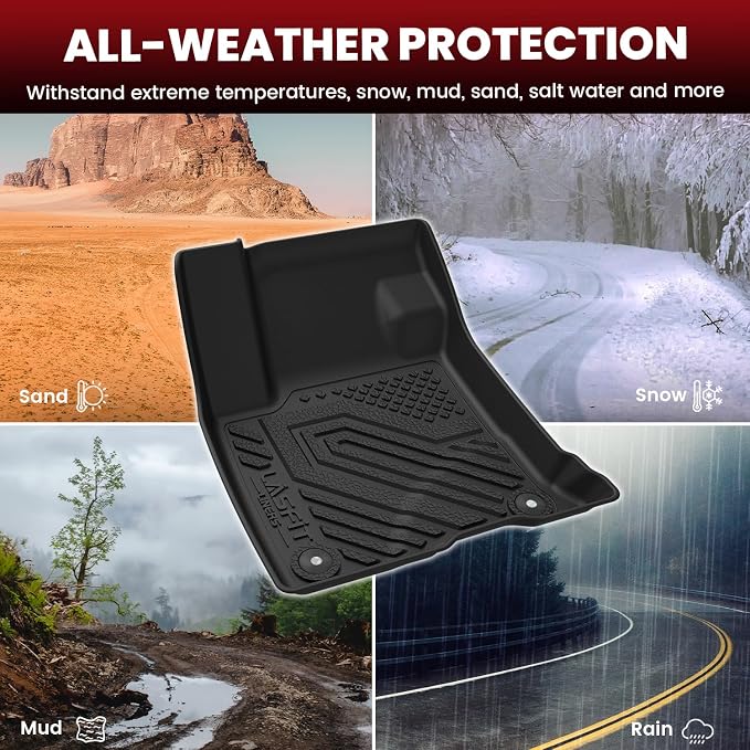 LASFIT All Weather Floor Mats for Lincoln Corsair 2020-2026 (Not for PHEV) | Custom Fit TPE Floor Liners for Lincoln Corsair Gas Models. Not Fit PHEV. Full Coverage Front and Rear Protection, Black