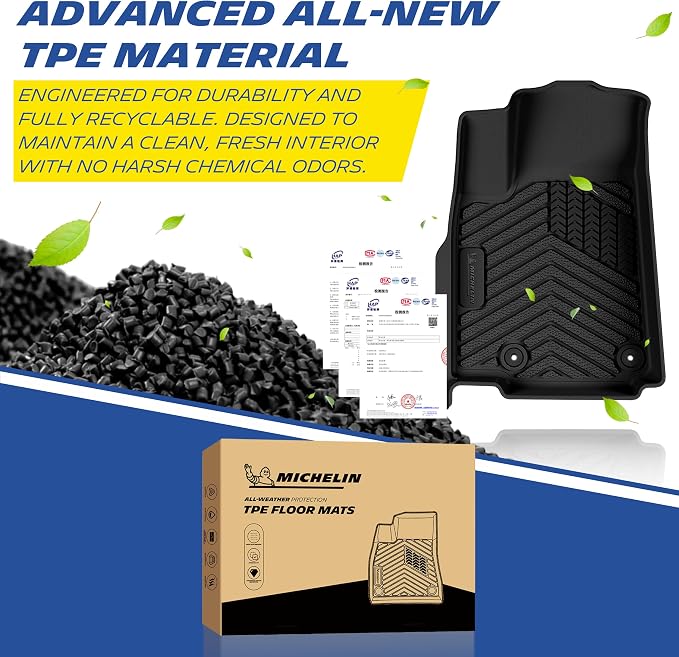 Michelin Vehicle Mats, Premier Series All-Weather TPE Custom Fit Liner for 2022-2026 Jeep Grand Cherokee WL Include 4xe 5-Seat Floor Mats, Not for L or WK (3 Piece)