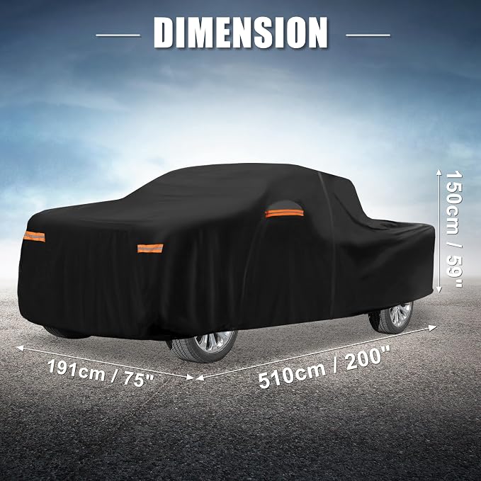 X AUTOHAUX Car Cover for Hyundai Santa Cruz 210D-PU Outdoor Full Car Cover All Weather with Door Zipper for Waterproof Windproof Sun Rain Snow Protection