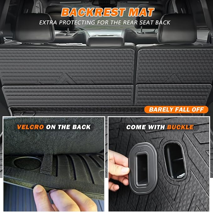 KUST Floor Mats for 2011-2021 Jeep Grand Cherokee Accessories (Not for L), All Weather Floor Liners & Trunk Mat & Rear Backrest Mats, TPE Rubber, Raised Edge, Full Set of 8