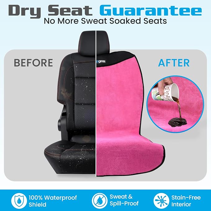 HAPPEGEAR Happeseat Waterproof Car Seat Cover & Protector, Pink | Universal Fit, Car Seat Towel Cover, Non-Slip Backing, Machine Washable, Fits Front & Back, Easy Install & Storage