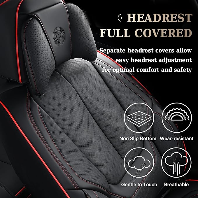 Coverado Car Seat Covers, Seat Covers for Cars, Waterproof Leather Auto Seat Protectors, Leather Car Seat Cushion, Car Interiors Accessories Universal Fit for Most Cars