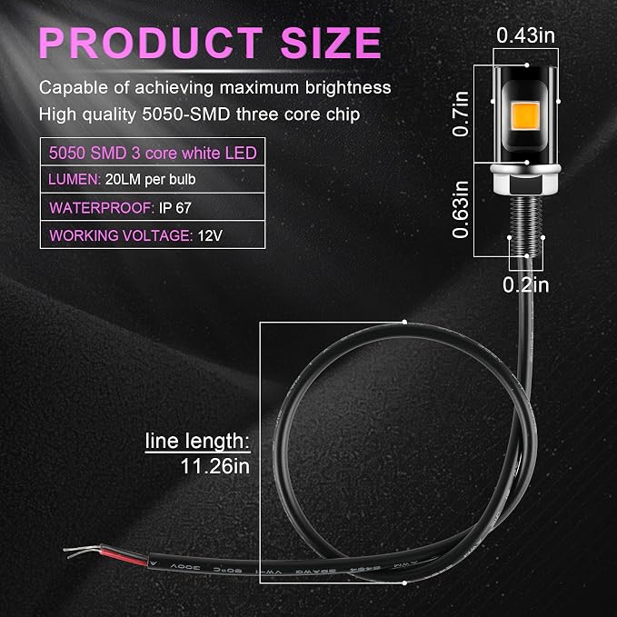 LivTee Super Bright License Plate Light, 12V License Tag Screw Bolt Accessories, Waterproof Black Aluminium Light Holder, Legal for Car Motorcycle Truck RV ATV Bike, Purple(2PCS)