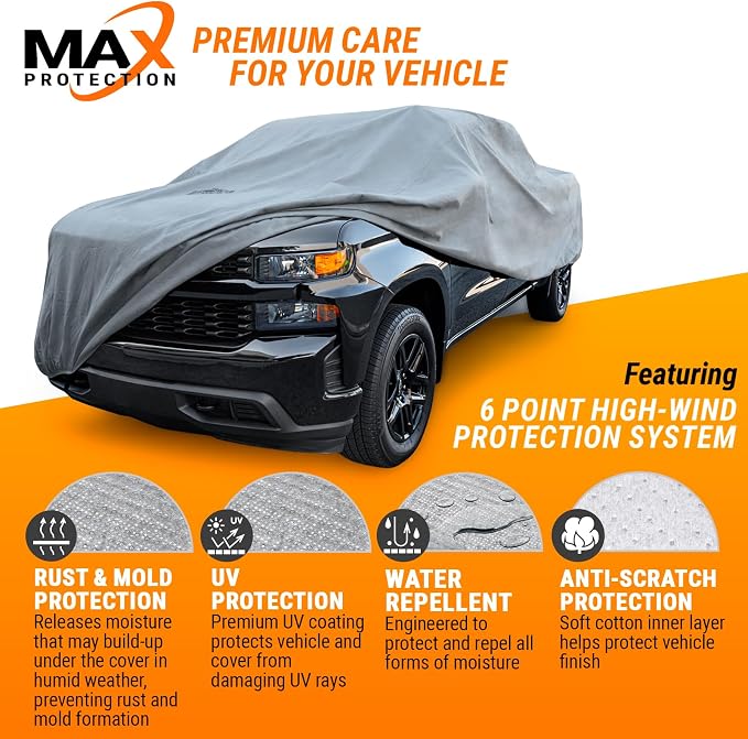 Armor All Car Cover Waterproof All Weather Heavy Duty Trucks from 205"-232" | Scratch-resistant soft lining, 6 secure straps, includes storage bag, works for Sun Rain Snow Hail Outdoor Indoor Protection