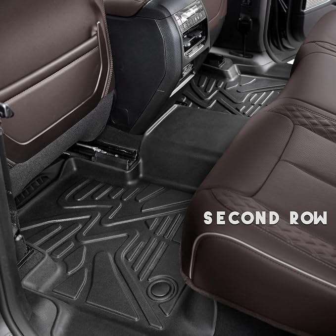 KARPAL Floor Mats for Toyota Tacoma 2005-2015 Double Cab (Footwell Coverage), Custom Fit All Weather TPE Floor Liners, 1st & 2nd Row Mat, Tacoma Accessories