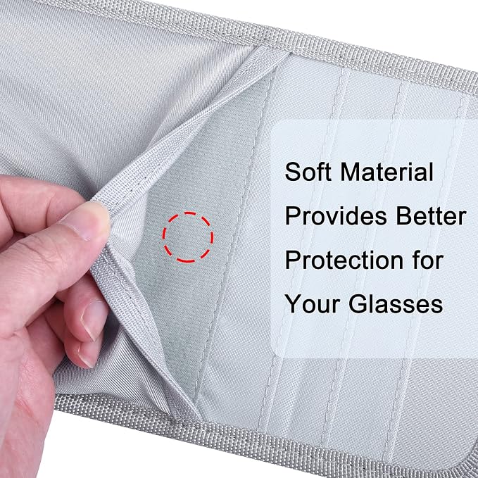Wisdompro Car Sun Visor Storage Pouch, Sunglasses Bag & 3 CD Sleeves, Gray | with Pen Holder and Elastic Strap, Auto Sunvisor Organizer Pocket for Glasses, Document, Card, DVD, Papers, Receipts