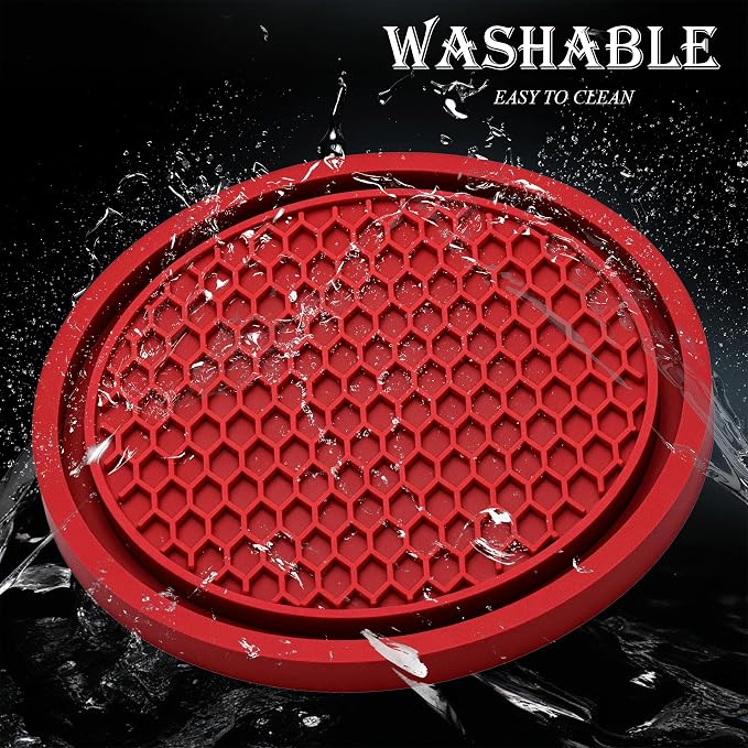2PCS Car Cup Holder Coaster, Universal Auto Non-Slip Cup Holder Coaster, 2.75In Universal Non-Slip Recessed Car Interior Accessories (Red)