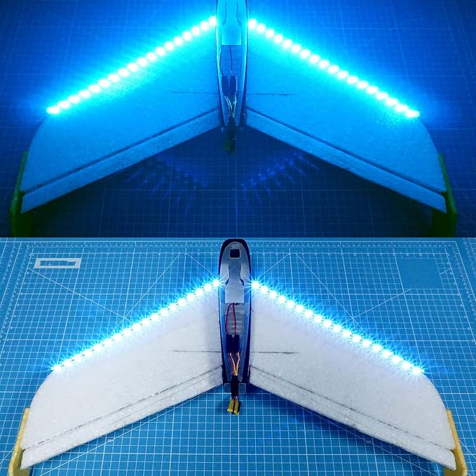 LED Light Strip for RC Fixed Wing Airplane Flying Wing Plane AR Wing Drone Model Car Truck (Ice Blue)