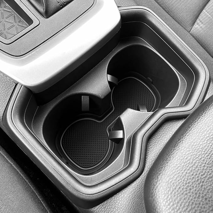 3D Cup Holder Inserts for Toyota RAV4 Accessories 2025 2024 2023 2022-2019 | Silicone Cup Coaster Mats Pad, Center Console Liner, 2Pcs, Gray Trim