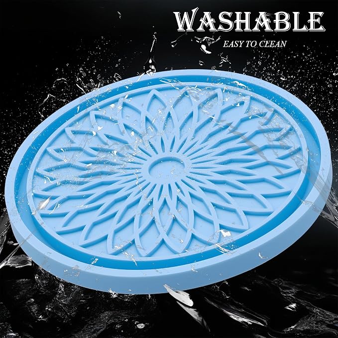 2-Pack Car Cup Holder Coaster Inserts, 2.75 Inch Non-Slip Silicone Liners, Shockproof Drink Holder Mat for Women Men, Universal Fit for Most Vehicles (Light Blue)