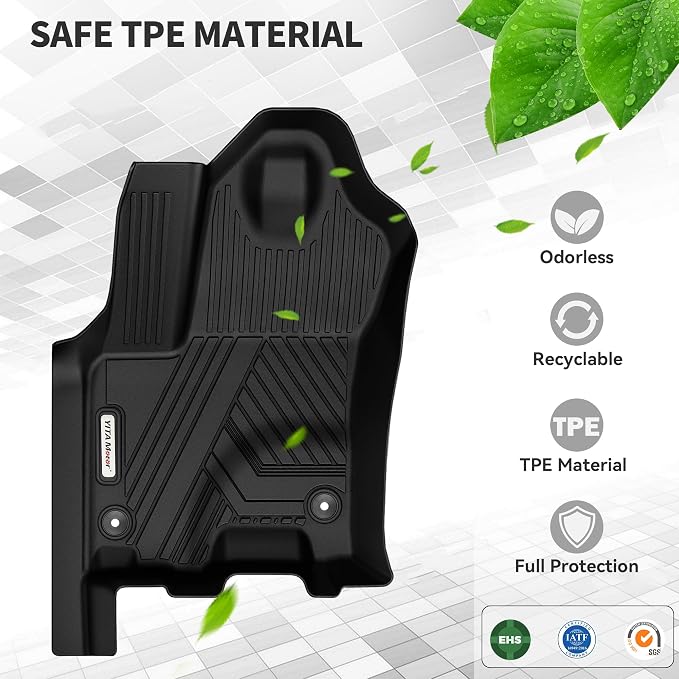 YITAMOTOR Floor Mats Fits for 2025-2026 Ram 1500 Quad Cab 1st Row Bench Seat,All Weather TPE Custom Fit Car Mats Ram 1500 Floor Liners 1st & 2nd Row, Black | All Weather TPE Custom Fit Car Mats Ram 1500 Floor Liners 1st & 2nd Row,Black