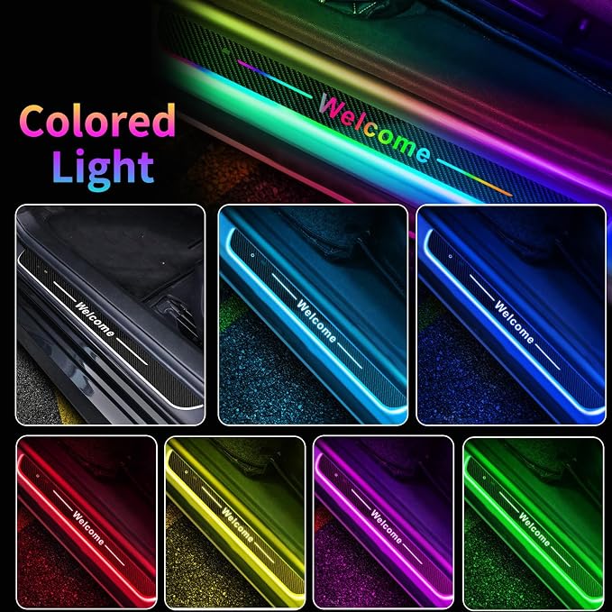 Custom Logo or Text LED Door Sills for Car Magnetic, Auto-Sensing Welcome Lights for Cars, Waterproof Car Pedal Lights, Personalized LED Car Door Sills, Applicable 99% of Models