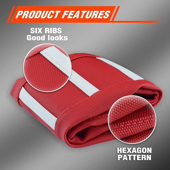 Dirt Bike Seat Cover - White Stripe Universial Seat Cover for Dirt Bike - Motorcycle Motorcross Enduro Seat Covers (Red)