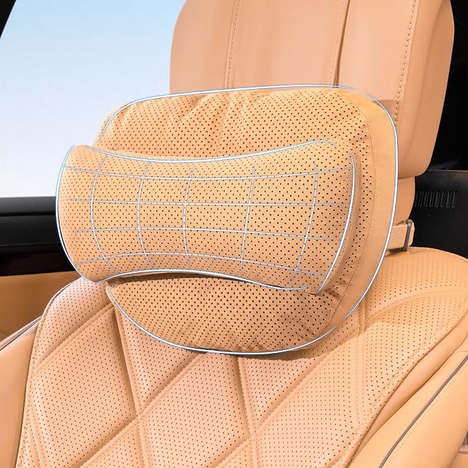 Car Neck Pillow, Ergonomic Car Neck Support for Relieve Fatigue | Car Neck Support Pillow, Suede Car Neck Pillow with Adjustable Strap, Ergonomic Car Neck Support for Relieve Driving Fatigue