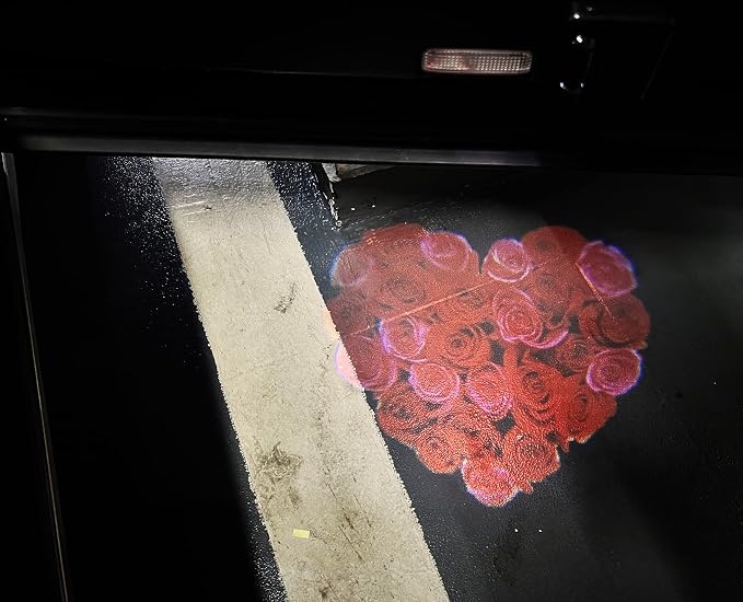 NewL 2 Pcs Led Car Door Welcome Projector Light Flower Heart Shaped Roses | Clear ghost shadow projection, no damage to wiring, easy to install on car doors, universal fit for most vehicles