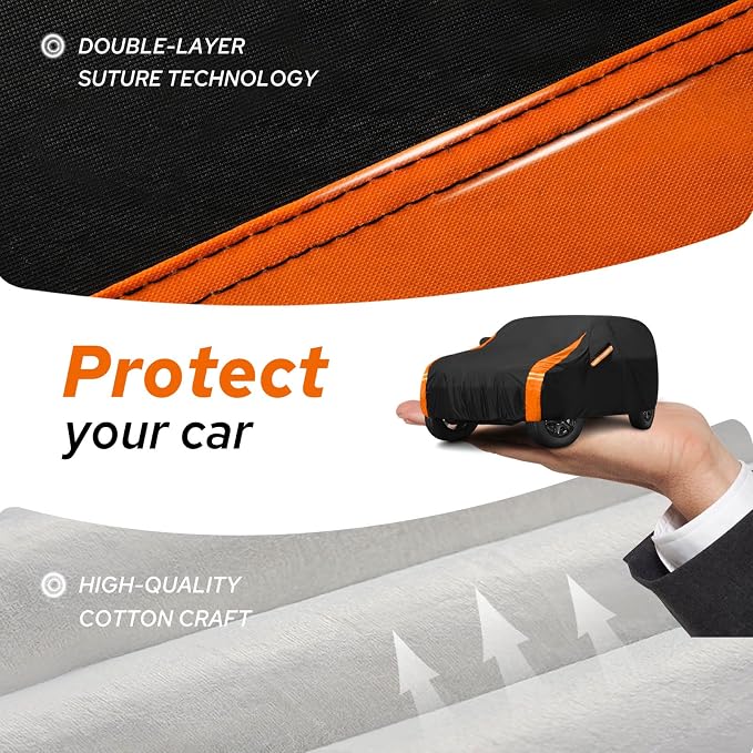 10-Layer Compatible with Jeep Cover Waterproof 2 Door All Weather for Automobiles, Soft Cotton Lining Outdoor Full Covers with Door Zipper, Universal Fit for Wrangler CJ YJ TJ JK JL