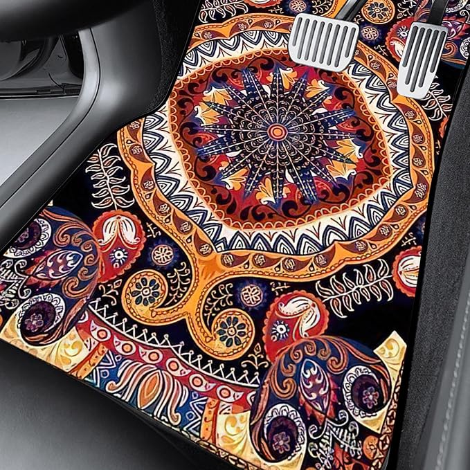 Car Floor Mats Non-Slip Automotive Floor Mats All-Weather Front Rear Car Floor Foot Mat Sets of 4 Pieces Foot Mats Rugs Carpet for Car Trucks SUV Sedans (Colorful)