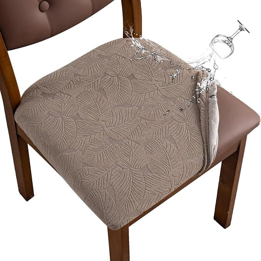 Waterproof Seat Cover for Chairs Dining Room Chair Seat Covers Washable Kitchen Chair Seat Slipcovers Protector (Taupe, 6 PCS)