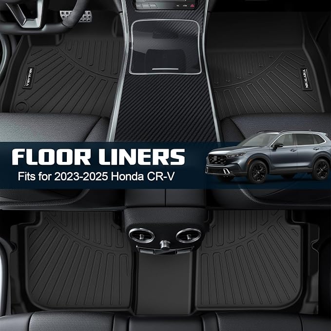 Floor Mats for 2023-2025 2026 Honda CR-V CRV (Include Hybrid) All Weather Protection TPE Rubber Floor Liners for 2026 Honda CRV Hybrid Accessories, Odorless Anti-Slip, 1st & 2nd Row, Black