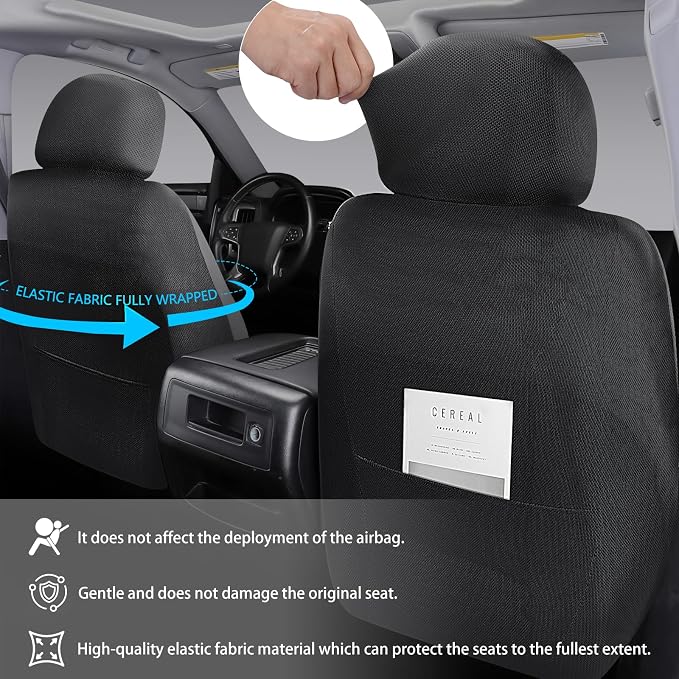 NS YOLO Leather Car Seat Covers,Universal Fit for Most Cars,SUVs and Sedans,Waterproof Luxury Leatherette Cushions, 5 Seats Protectors (Black, Full Set-5 Seats(Front and Rear))