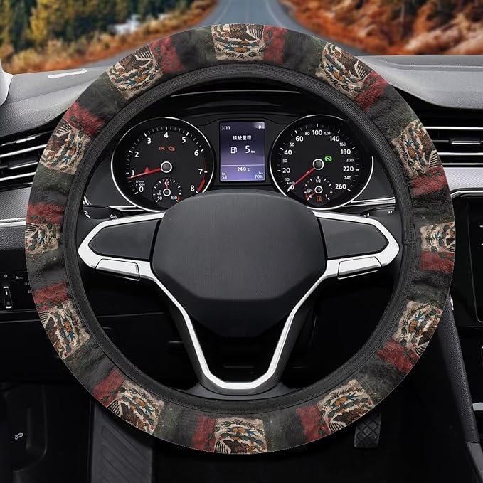 AFPANQZ Mexican Flag Steering Wheel Protection Stretch-on Easy Install | Women Men Car Interior Accessories, Universal 15 Inch Fit Auto, Suvs, Truck