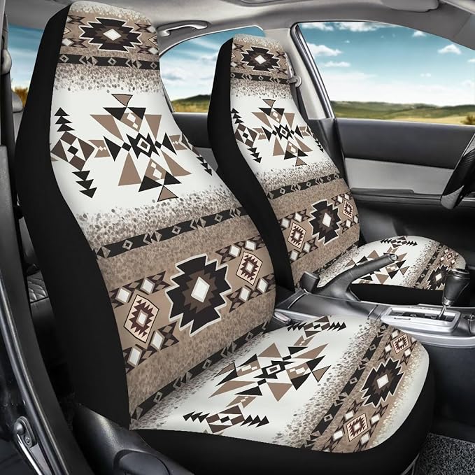 Aztec Car Front Seat Cover Set Soft Driver Car Seat Cover Navajo Brown Comfort Front Seats Only,Bucket Seat Covers Universal Fit for Auto SUV Truck Sedan