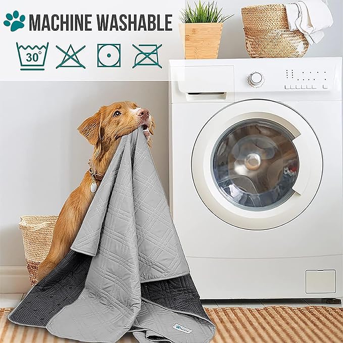 PetAmi Waterproof Couch Cover for Dogs, Non-Slip Leakproof Sofa Furniture Protector for Pet Cat, Machine Washable Bed Blanket for Car Seat, 102x82 Light Gray