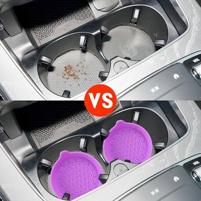 Amooca Automotive Cup Holders Universal Car Cup Coaster Waterproof Non-Slip Sift-Proof Spill Holder Car Interior Accessories 4 Pack Purple