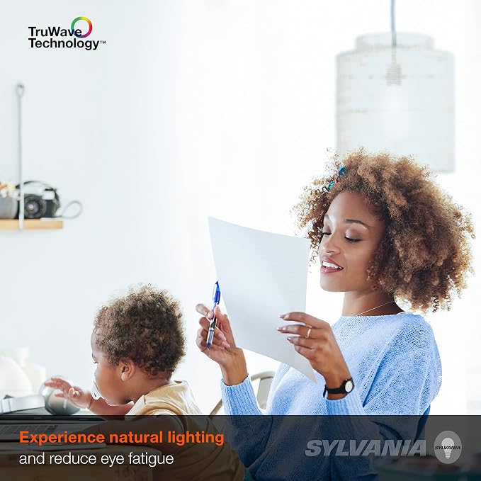 Sylvania LED TruWave Natural Series A19 Light Bulb, 60W Equivalent, Efficient 8W, Medium Base, Dimmable, Clear, 5000K, Daylight - 4 Count (Pack of 4) - Total 16 (40809)