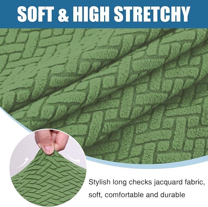 Smiry Waterproof Couch Cushion Covers, Stretch Jacquard Thick Sofa Cushion Covers, Washable Seat Slipcover Elastic Furniture Protector for Pets, Kid (2PC, Grass Green)