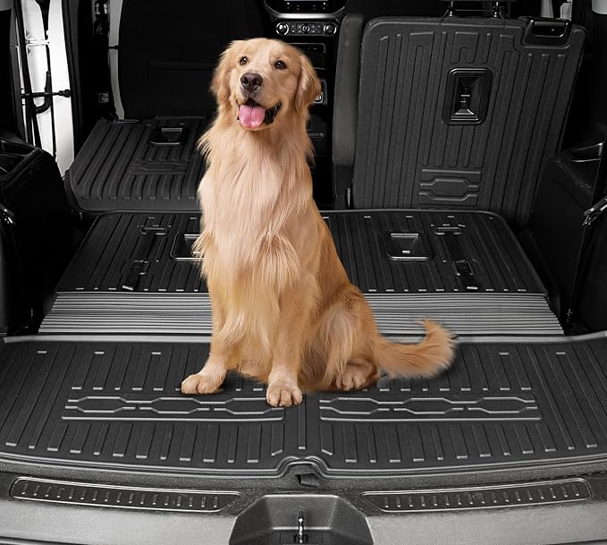 Floor Mats Cargo Mat Set for 2017-2023 GMC Acadia 6 Seats Captain Chairs Accessories, All-Weather TPE Trunk Mat Cargo Liner Backrest Mats SL/SLE/SLT/AT4/DENALI(Floor Mats+2-in-1 Cargo Mat)