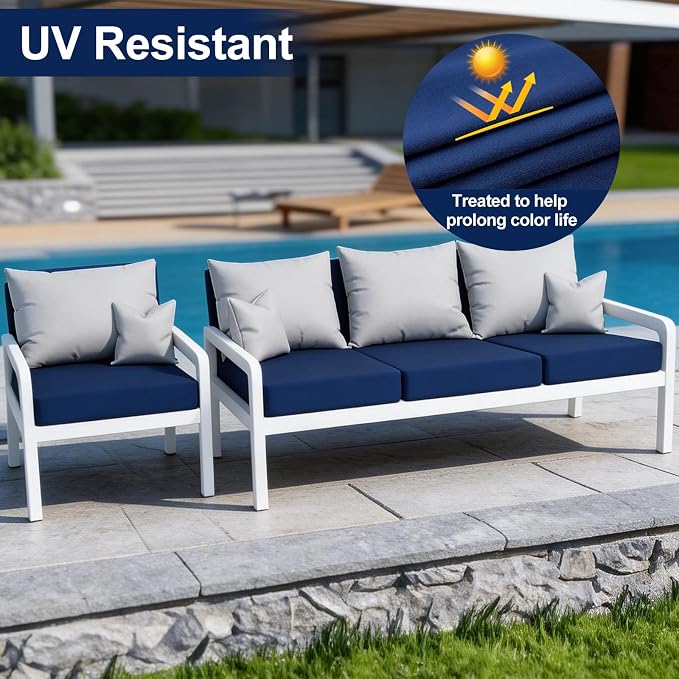 Smiry 8 Pcs Waterproof Patio Cushion Covers, Stretch Outdoor Furniture Covers