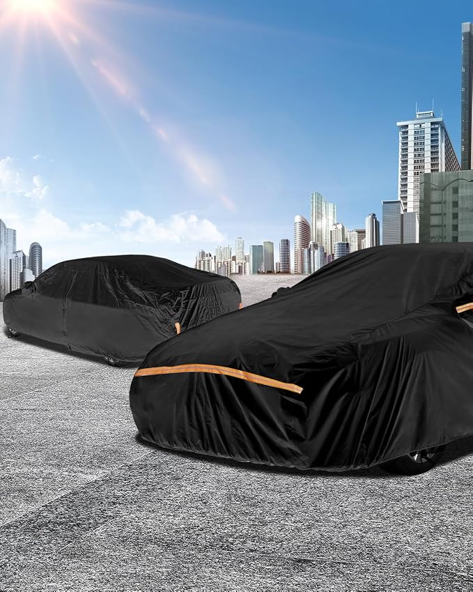 Car Cover Waterproof All Weather Custom Fit for Chevy Camaro 2010-2025, Heavy Duty Outdoor Full Exterior Cover for Automobiles, Sun Rain UV Dust Snow Protection with Door Zipper-Black