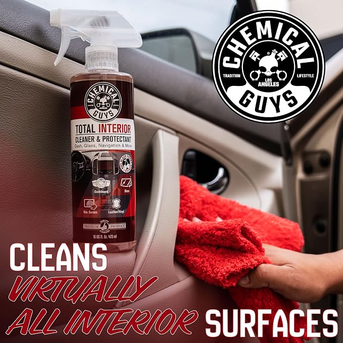 Chemical Guys, Total Interior Cleaner & Protectant, Black Cherry, 2 x 16 oz | Cleans dash, leather, vinyl, plastic, glass and fabric in one step, residue-free, black cherry, two pack