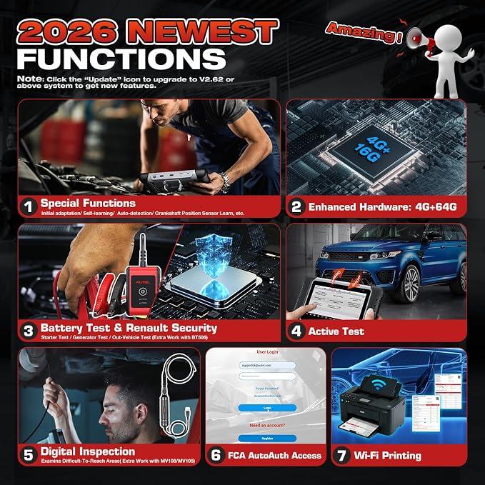 2026 Autel Scanner MaxiCOM MK808BT PRO, V2.0 Bidirectional Diagnostic Scan Tool as MK900BT, 33ft BT of MK900 MX900 MK808S MX808S, 3000+ Active Test, 28+ Reset, Injector Coding, All Systems, FCA, OS 11
