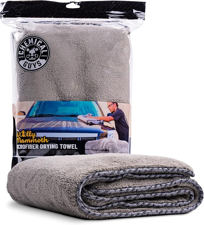 Chemical Guys, Woolly Mammoth Large Microfiber Drying Towel, 36 x 25 in | Ultra-plush oversized towel soaks up water fast to dry the whole vehicle, soft and scratch-free on paint