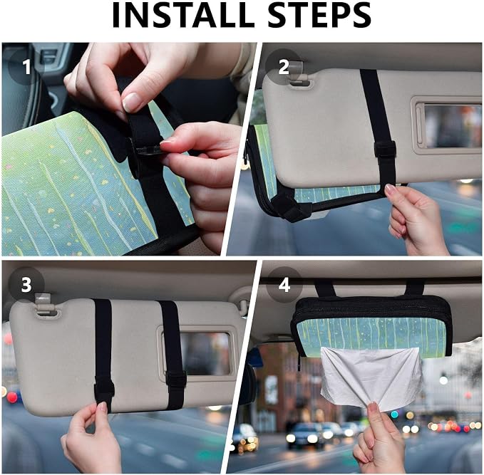 Blue Frosting Dripping Car Tissue Holder Durable Napkin Holder Hanging Tissue Holders Case Car Tissues Bag for Sun Visor Seat Back Universal Auto