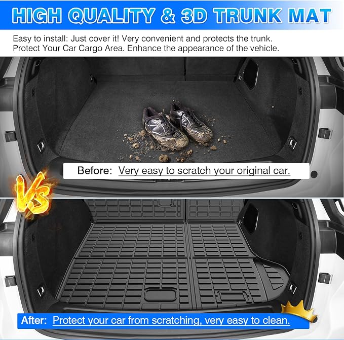 Grand Cherokee Cargo mat - Trunk Mat for Jeep Grand Cherokee 2022-2026(Include 4xe Not for L or WK), All Weather Trunk Mat & Backrest Mat for Grand Cherokee Accessories, Heavy Duty Rubber Mats