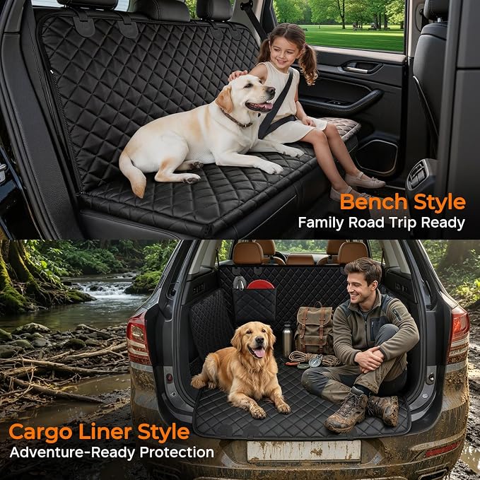 URPOWER Dog Car Seat Cover for Pets 100% Waterproof Seat Cover Hammock 600D Heavy Duty Scratch Proof Nonslip Durable Soft Back Seat Covers for Full Size Trucks