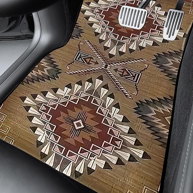 Car Floor Mats Non-Slip Automotive Floor Mats All-Weather Front Rear Car Floor Foot Mat Sets of 4 Pieces Foot Mats Rugs Carpet for Car Trucks SUV Sedans (Rhomb)