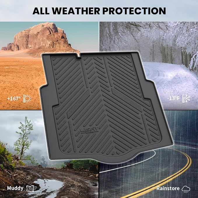 LASFIT Trunk Mat for Chevrolet Chevy Cruze 2016-2019 (Not for 2016 Cruze Limited), Only Fit Cargo with Spare Tire, All Weather TPE Custom Fit Cargo Mat Trunk Liner (Fit Sedan, Not for Hatchback)